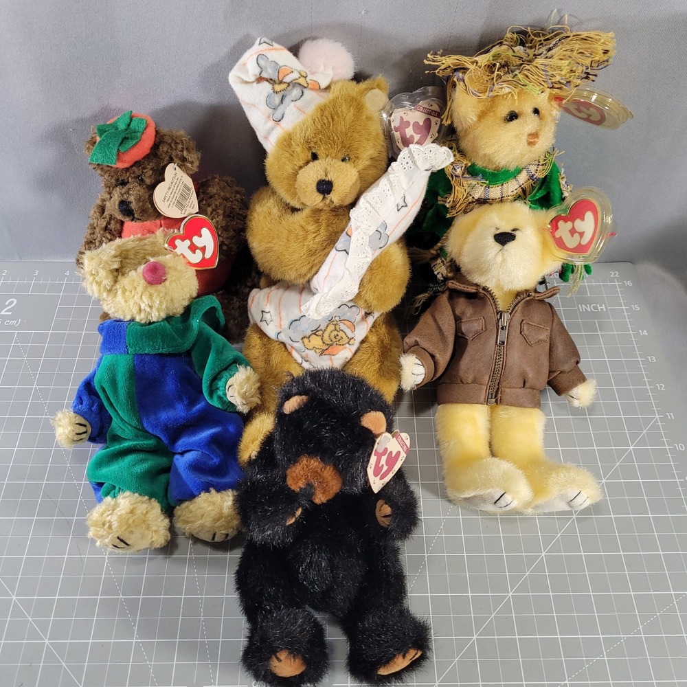 Ty Attic Treasures Plush Bear Lot 6 Vintage 90s Jointed Baron Precious Ivanβ +++